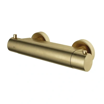 Afbeelding van HotBath Cobber Thermostatische Douchemengkraan met 1/2&quot; onderaansluiting Geborsteld Messing B008BB