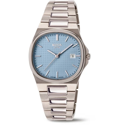 Afbeelding van Boccia 3348 01 Horloge titanium saffierglas zilverkleurig blauw 31 mm