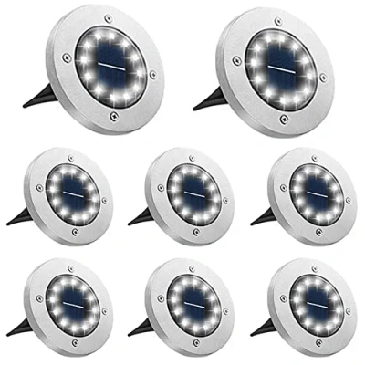 Afbeelding van Bowfar Vloerlampen op zonne energie, voor buiten, 8 stuks, 12 leds, koudwit, 800 mAh, IP65 waterdicht, tuinverlichting energie gazon, looppad, patio, terras, tuin