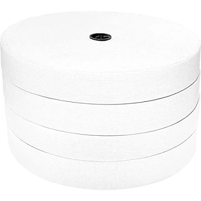 Afbeelding van 25 meter elastisch rubber om te naaien, verkrijgbaar in verschillende breedtes, elastische band brede band, voor naaien en knutselen, kleding, (wit, mm)