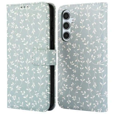 Afbeelding van imoshion Hoesje Geschikt voor Samsung Galaxy A35 Design Bookcase smartphone Smoke Green Flowers