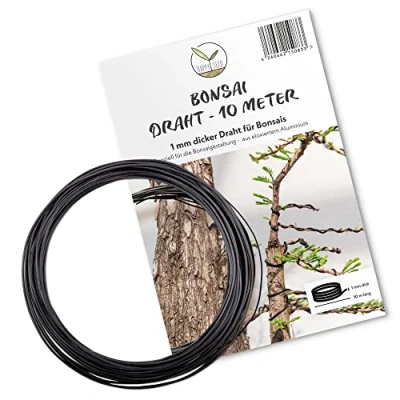 Afbeelding van HappySeed Bonsai draad van geanodiseerd aluminium, zwart, essentieel voor de gewenste vorm je bonsais, ideaal het bedraad bomen en planten (1 mm)