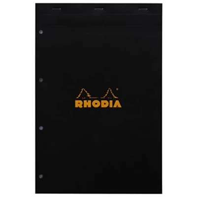 Afbeelding van Rhodia Kladblok, No20 A4+, Gat geperforeerd, Vierkant Zwart
