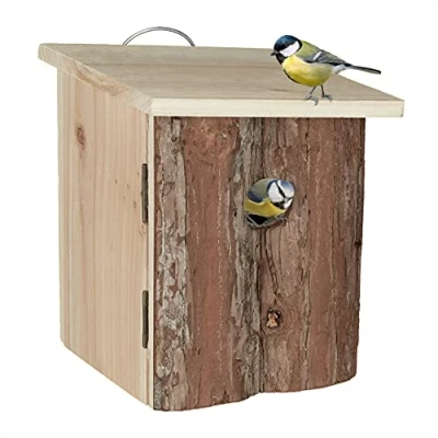 Afbeelding van Relaxdays nestkast vogels met invliegopening 28 mm vogelhuisje hout hangend