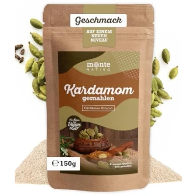 Afbeelding van Gemalen kardemom Monte Nativo (150g) Hoogwaardig kardemomzaadjes Kardemompoeder als kardemomthee of specerij Glühwein en chai specerij, voor specerijenmelanges