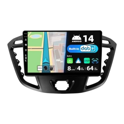 Afbeelding van JOYX Android 13 IPS autoradio [Ingebouwde DAB] geschikt voor Ford Tourneo Transit Custom (2013 2021) Draadloze Carplay/Android Auto 4G + 64G Camera MIC 9 inch 2 Din SWC DSP Fast boot