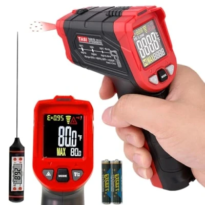 Afbeelding van infrarood thermometer, laserthermometer, temperatuurmeter 50 C 880 C, temperatuurmeter, contactloos met kleuren lcd display, digitale alarmfunctie, instelbare emissiegraad voor keuken
