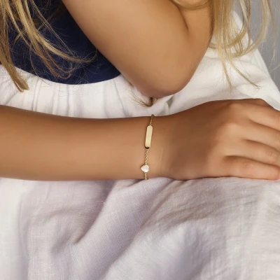 Afbeelding van Graveerarmband Hart Parelmoer En Plaat 1,5 Mm