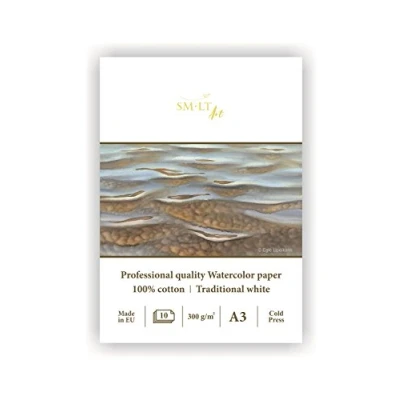 Afbeelding van SMLT 3AS 10 (300)/PRO Line A3 aquarelblok voor professioneel, 300 gsm, traditioneel wit 100 procent katoenpapier, vellen