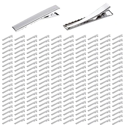 Afbeelding van 200 stuks metalen haarspelden, krokodillenklemmen met splijtsnavel, haarverdeler, tanden, knutselaccessoires voor meisjes, 45 mm, zilverkleurig