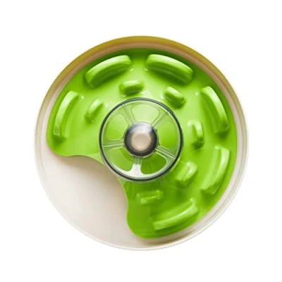 Afbeelding van PetDreamHouse Spin Interactieve Hond Slow Feeder Bowl, UFO Groen Ontwerp, Niveau = Tricky/Advanced