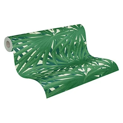 Afbeelding van Leen Bakker Livingwalls Behang Tropische Bladeren Groen 53cm X 10,05 M AS378613 Vinyl