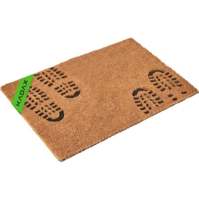 Afbeelding van KADAX Voetmat van kokosvezel en rubber, 60 x 40 cm, kokosmat, deurmat voor binnen buiten, voordeur, entree, vuilvangmat, deurmat, patroon 3
