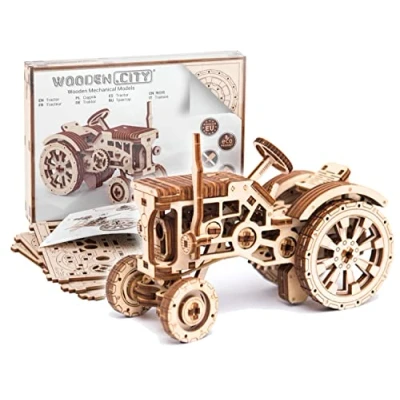 Afbeelding van WOODEN.CITY 3D puzzel, houten modelbouwset om te bouwen tractor, mechanisch, doe het zelf speelgoed lasergesneden, cadeau, hobby spelletjes voor volwassenen en jongeren, gezelschapsspellen