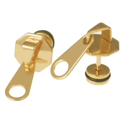 Afbeelding van Mendes Zipper Stud oorbellen Titanium Goudkleurig