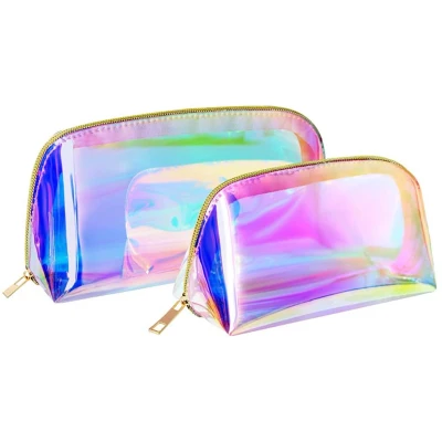 Afbeelding van Ibenzoa® Stijlvolle Holografische Make uptassen Set voor Reizen en Dagelijks Gebruik, Waterdicht Multifunctioneel