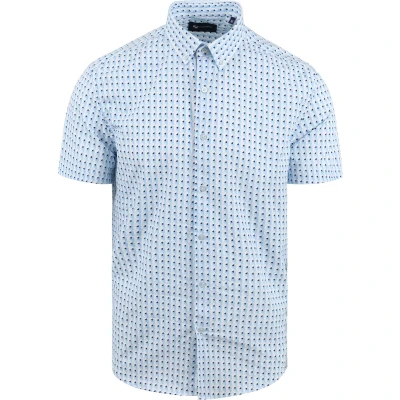 Afbeelding van Suitable Short Sleeve Overhemd Print Blauw maat M Heren Overhemden Casual met Regular fit Pasvorm Katoen