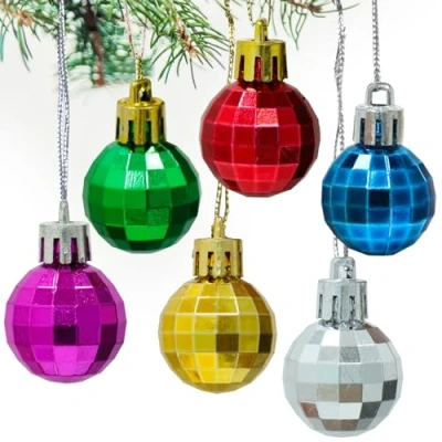 Afbeelding van 24 stuks 30 mm kerstballen ornamenten mini hangende ballen onbreekbare kerstboom met touwtjes voor kerstvakantie bruiloft feest decoratie