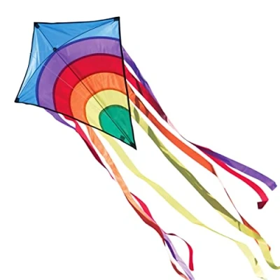 Afbeelding van CIM Vlieger voor kinderen Rainbow Eddy Blue Dimense: 65cm x 72cm Eenlijner inclusief Vliegersnoer vliegerkoord vanaf 3 jaar