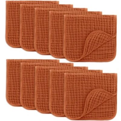 Afbeelding van Comfy Cubs Mousselinedoeken voor baby, babybenodigdheden, spuugdoeken, vierkante mousselinedoeken, 100% katoen, 6 lagen, extra absorberend en zacht (granaatsteenrood, 10 stuks, 50 x 25 cm)