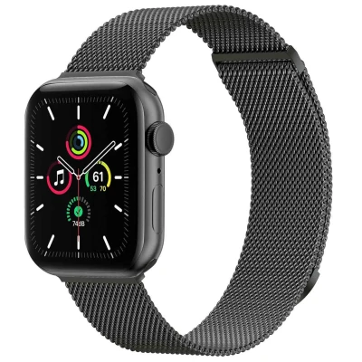Afbeelding van Apple Watch bandje Milanees Grijs Geschikt voor Series 1/2/3/4/5/6/7/8/9/10/SE/Ultra/Ultra 2 (44/45/46/49 mm) Maat S