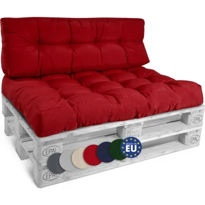 Afbeelding van Beautissu Style Palletkussen Set 1x Zitkussen 120x80 cm &amp; Rugkussen 120x40 Rood