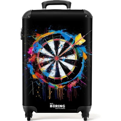 Afbeelding van NoBoringSuitcases.com® Handbagage koffer lichtgewicht Reiskoffer trolley Dartbord met graffiti Rolkoffer wieltjes Past binnen 55x40x20 en 55x35x25
