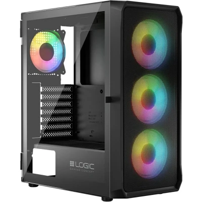 Afbeelding van ATX Semi toren doos Logic PORTOS ARGB Wit Zwart