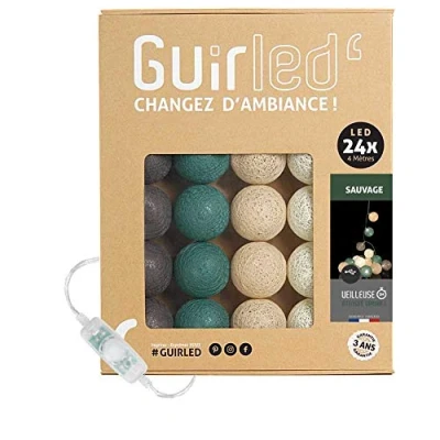 Afbeelding van Lichterkette Baumwollkugeln USB Doppel Ladegerät 2 A inklusive, 3 Intensitäten, 24 Kugeln Sauvage