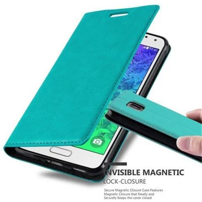 Afbeelding van Cadorabo Hoesje geschikt voor Samsung Galaxy ALPHA in BENZINE TURKOOIS Beschermhoes Case magnetische sluiting Cover