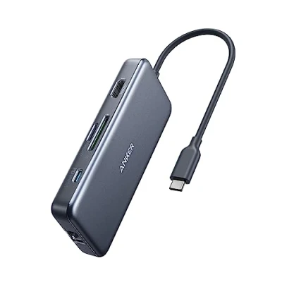 Afbeelding van Anker USB C Hub, 7 in 1 PowerExpand+ Adapter met 4K HDMI, 60W Power Delivery, 1GBPS Ethernet, 2 3.0 poorten en SD/MicroSD geheugenkaartlezer, voor MacBook Pro 2020/2019/2018, Chromebook, XPS e