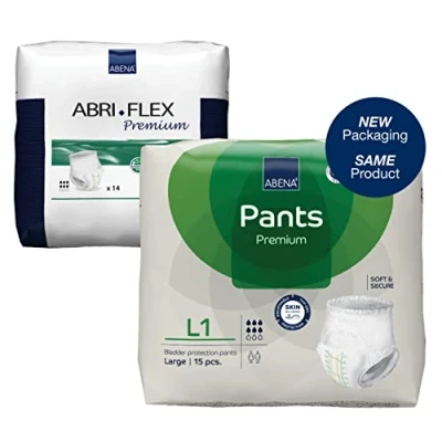 Afbeelding van Abena Pants Premium L1 90x Absorberend Broekje, te Dragen als Gewoon Ondergoed Voor het Verlies van Flinke Scheuten Urine en (Dunne) Ontlasting Heupomvang 100 140 cm Absorptie 1400 ml
