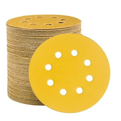 Afbeelding van STEBRUAM 100 stks 125 mm schuurschijven, schuurschijven pads voor Willekeurige Orbitale Sander en Alle Oscillerende Tools, gele Hook and Loop 800 Grit 8 Hole 5 Inch Rond