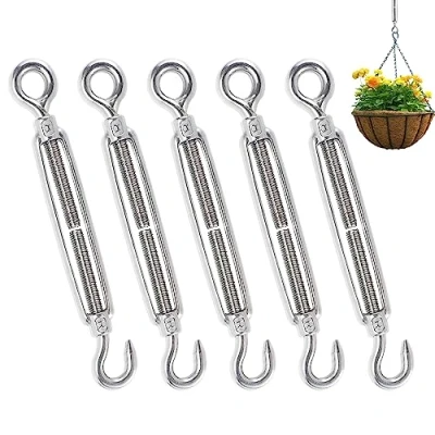Afbeelding van mizikuu 5 stuks M6 spanschroef, touw spanner roestvrij staal 304 draad verstelbare spanschroef haak ogen met oog voor gespannen spannen effect regelen accessoires
