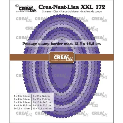 Afbeelding van Crealies Crea Nest Lies XXL Stansen No. 172 Ovalen met Postzegelrand (CLNestXXL172)