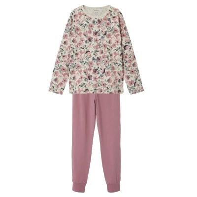 Afbeelding van NAME IT KIDS gebloemde pyjama roze/ecru/multi