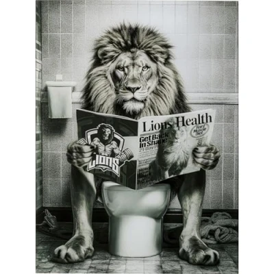 Afbeelding van Kare Glasschilderij Bath Lion 60x80cm