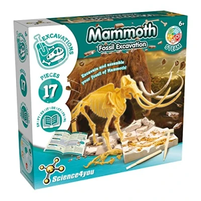 Afbeelding van Science4you Mamut fossielenopgravingen, dinosaurussen voor kinderen vanaf 6 jaar, graaf 17 fossielen met deze archeologieset, paleontolo set, wetenschap en speelgoed jaar