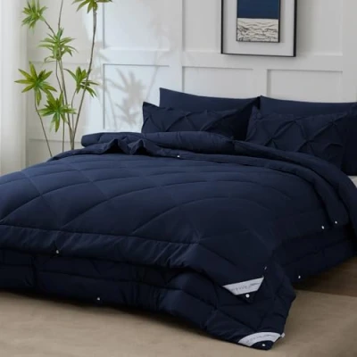 Afbeelding van WAVVE dekbed 240 x 220 cm, 4 seizoenen, 2 delig, donkerblauw, zomerdekbed 150 g/m² + voor het hele jaar, 240, 300 g/m², winterdekbed 450 ademend vier