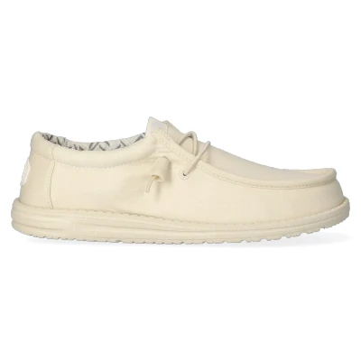 Afbeelding van Hey Dude Wally Canvas Mocassins, Heren, Maat: 42, Stone Textiel