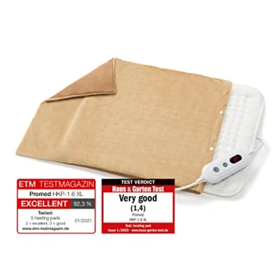 Afbeelding van Promed Verwarmingskussen Hkp 1,6 XL, warmtekussen met automatische uitschakeling, 6 temperatuurniveaus, snel opwarmen, Turbo Heat, XL afmetingen 46 x 35 cm, wasbaar, inclusief kussensloop,