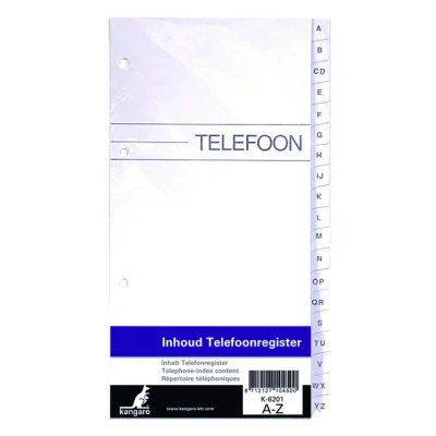 Afbeelding van Telefoonalbum Kangaro navulling A Z 200x100mm 4 rings