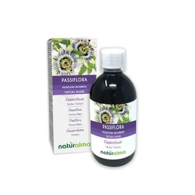 Afbeelding van Wilde passiebloem (Passiflora incarnate) kruid met bloemen Alcoholvrije moedertinctuur Naturalma Vloeibaar extract druppels 500 ml Voedingssupplement Veganistisch