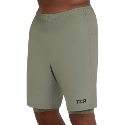 Afbeelding van Ultra 2 in 1 Short met Zak Rits voor Heren Groente/Groente