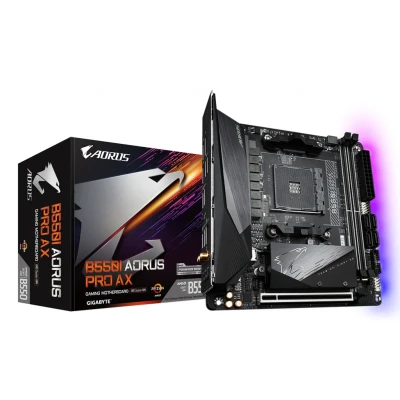 Afbeelding van GIGABYTE B550I AORUS PRO AX (AM4 AMD/B550/Mini Itx/Dual M.2/SATA 6Gb/s/USB 3.2 Gen 1/WiFi 6/2.5 GbE LAN/PCIe4.0/Realtek ALC1220 Vb/DisplayPort 1.4/2xHDMI 2.0B/RGB Fusion 2.0/DDR444