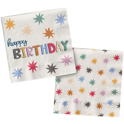 Afbeelding van Folat Servetten Starburst Happy Birthday (20 stuks) 33 x cm