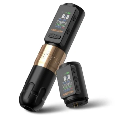 Afbeelding van Ambition Soldier Max tattoo Machine Roterende 2400mAh Cartridge Pen Gun met Extra 1800mAh Batterij Factureringsfunctie Frequentiemodus voor artiesten