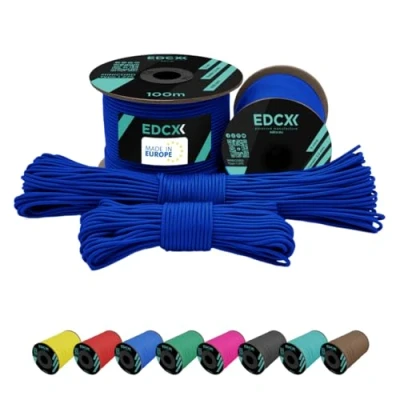 Afbeelding van EdcX 2 mm nylon paracord 275 (15, 30, 50 en 100 m) 100% touw, 3 strengen koord, in vele kleuren (blauw, 15