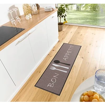Afbeelding van Hanse Home Cook &amp; Clean Keukenloper, keukentapijt, Bon Appetit motief, antislip, onderhoudsvriendelijk, vloerkleed voor keuken, hal, entree, eetkamer, 50 x 150 cm