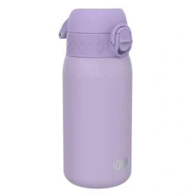 Afbeelding van Ion8 Roestvrijstalen Kinderwaterfles, 400 ml/13 oz, Lekvrij, Makkelijk te Openen, Veilige Vergrendeling, Vaatwasserbestendig, Flipdop, Draaggreep, Duurzaam, Metalen Drinkfles, Lichtpaars